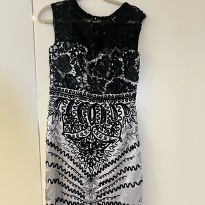 SUE WONG BLACK AND SATIN DRESS